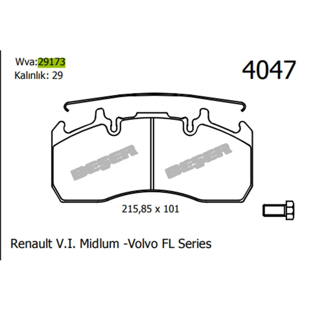 DİSK BALATA TAKIMI VOLVO/RENAULT 440